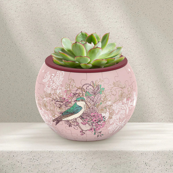 Puzzle Flowerpot (80 pieces) - Singing Birds and Flowers