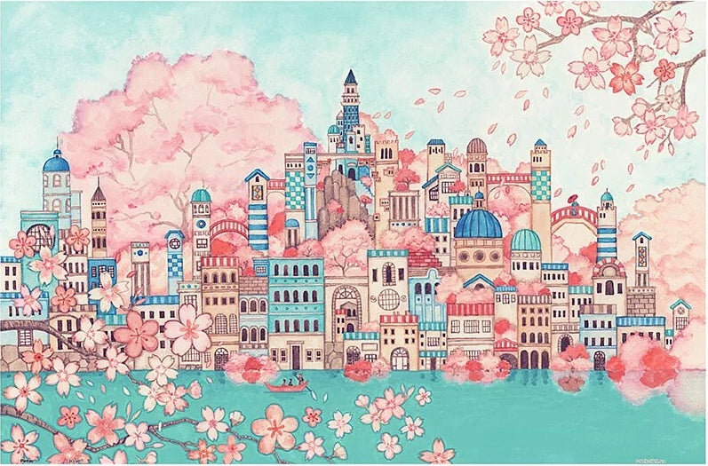 600 pieces - Noriko Nishimura - Blue City in Spring