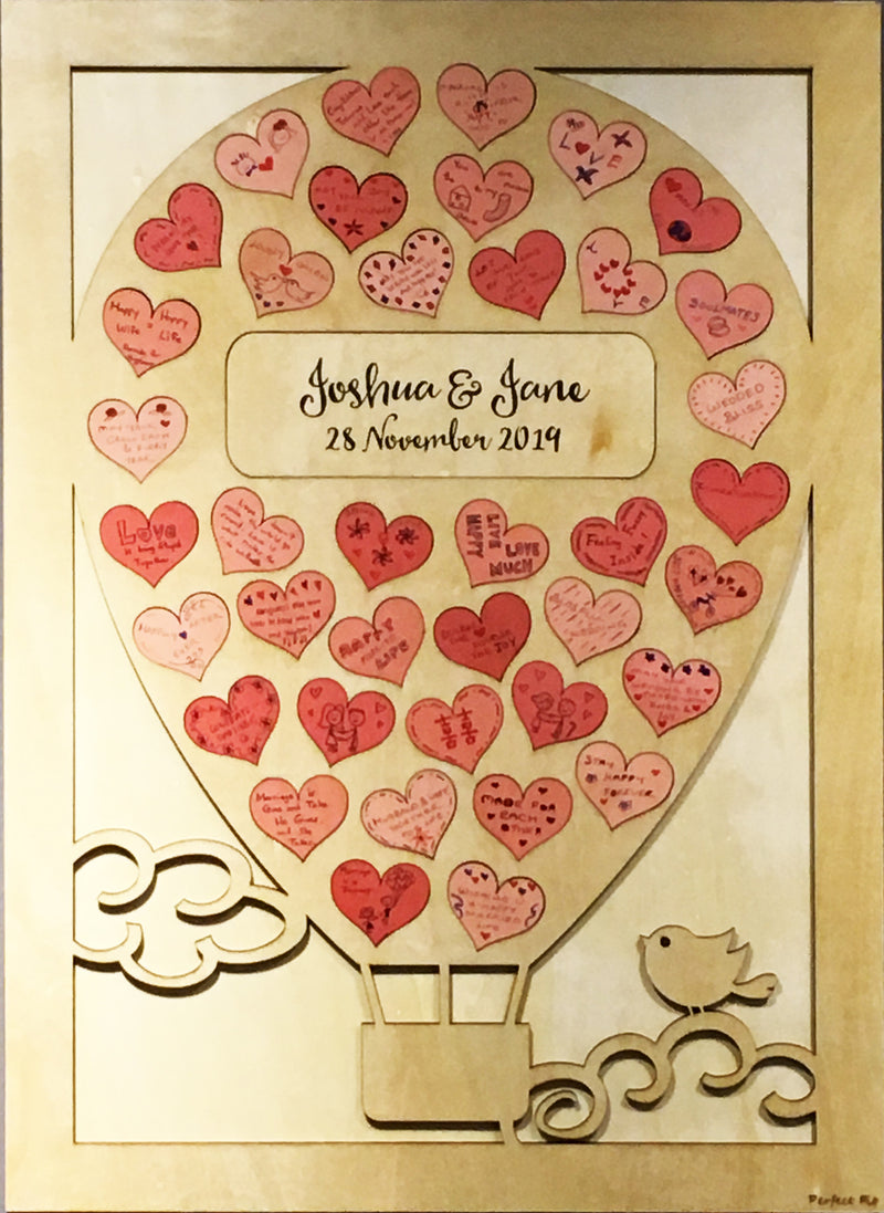 Hearts Wooden Guestbook Puzzles - Hot Air Balloon