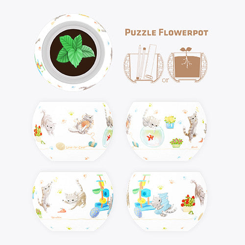 K1014 Pintoo Flowerpot Jigsaw Puzzle - Cat's Play Time